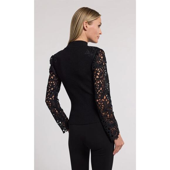 Generation Love Marcelena Womens Lace Combo Long Sleeve Sweater Black Sz XL $295 - Picture 2 of 9